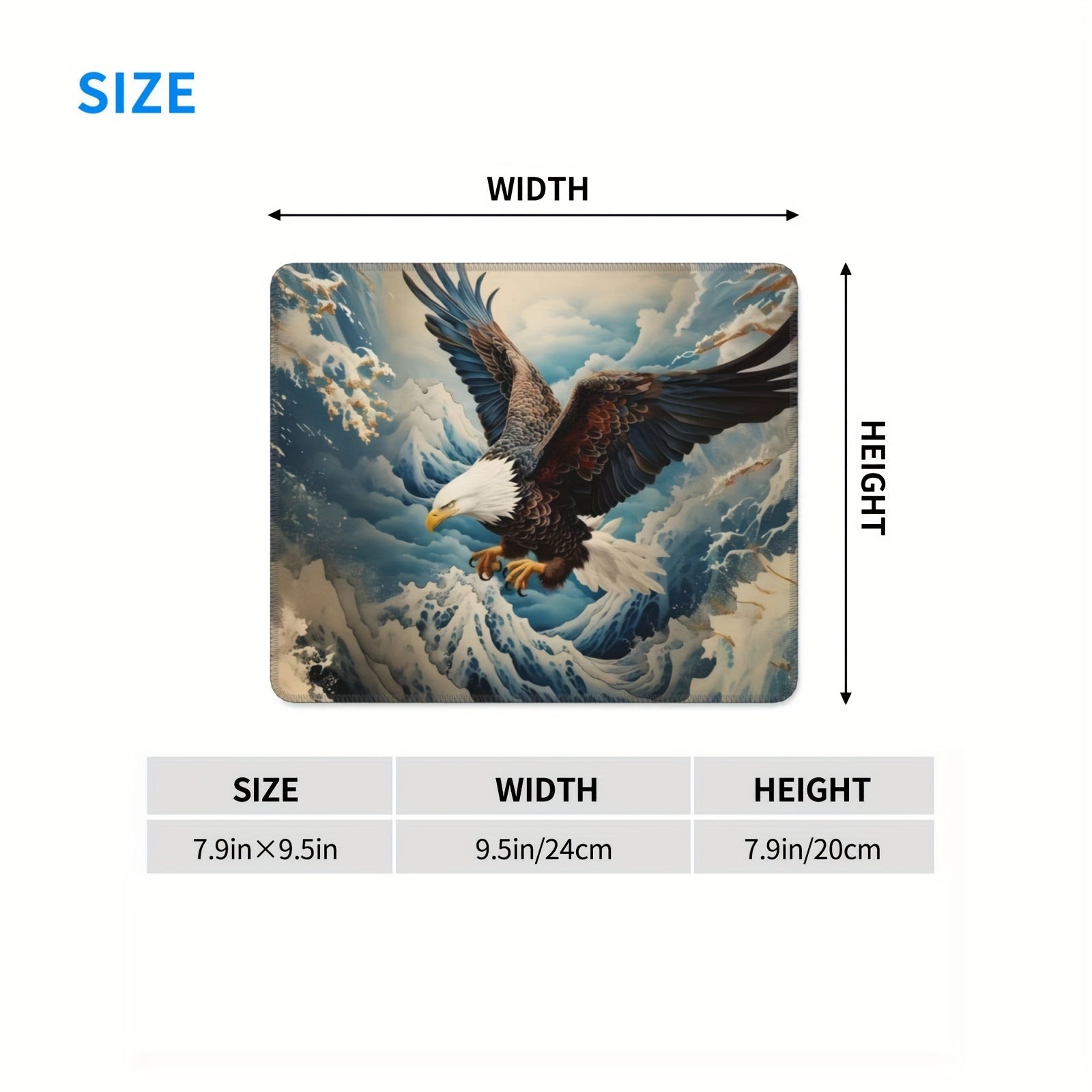 Eagle Pattern Mouse Pad 20x24cm for Games Home Office Rubber Laptop Desktop
