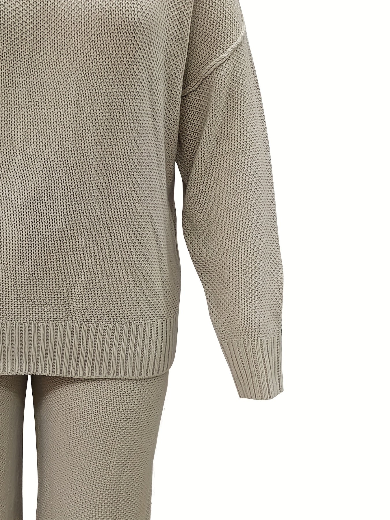  2 Piece Casual Sweater Set Long Sleeve Round Neck Outfits