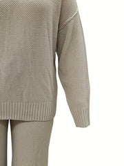  2 Piece Casual Sweater Set Long Sleeve Round Neck Outfits