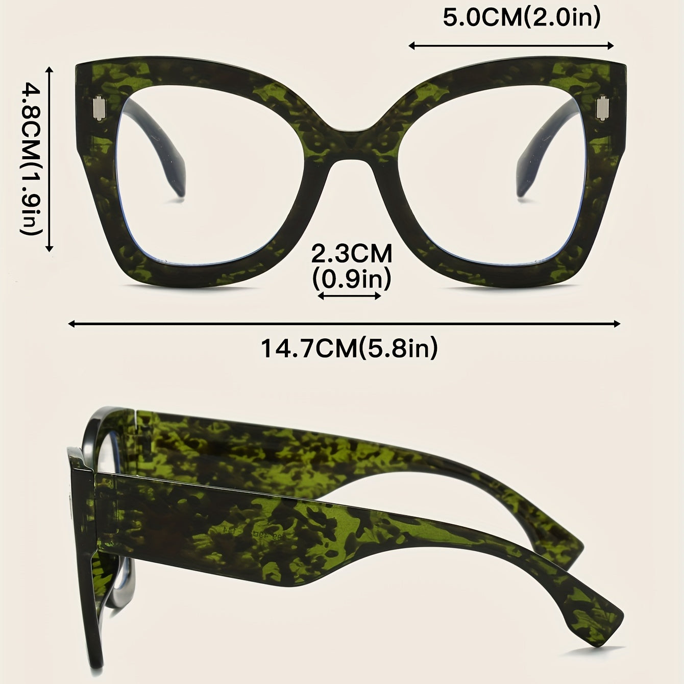 Retro Green Tortoiseshell Cat Eye Clear Glasses Anti Blue Light