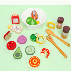 Wooden Pretend Fruits & Vegetables Toy Set for Salads