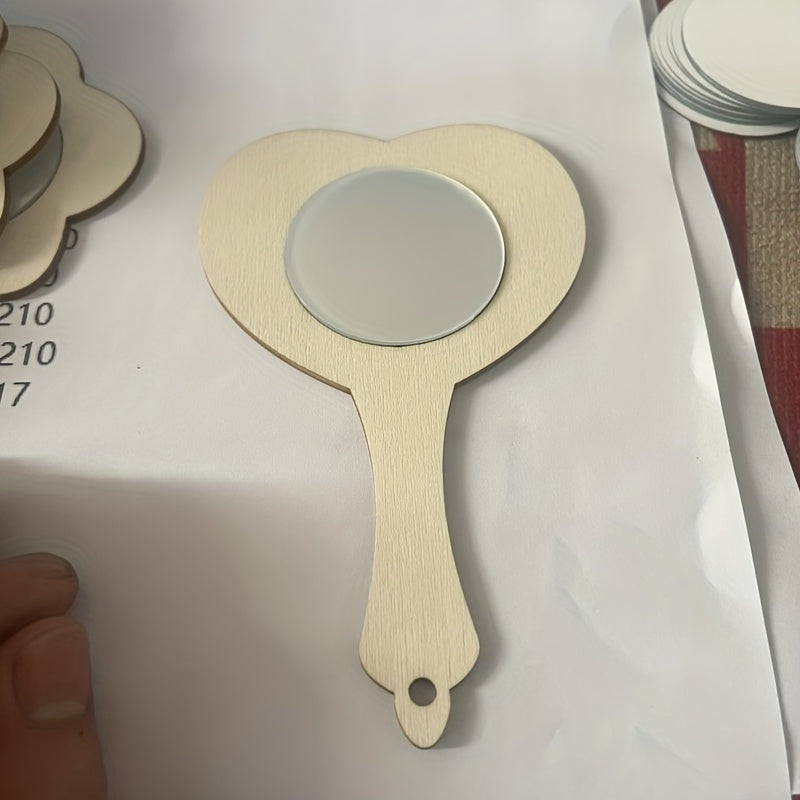 12pcs Mini Wooden Graffiti Mirrors for DIY Painting