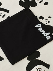 Panda Print Pajama Set Long Sleeve Crew Neck Top & Pants
