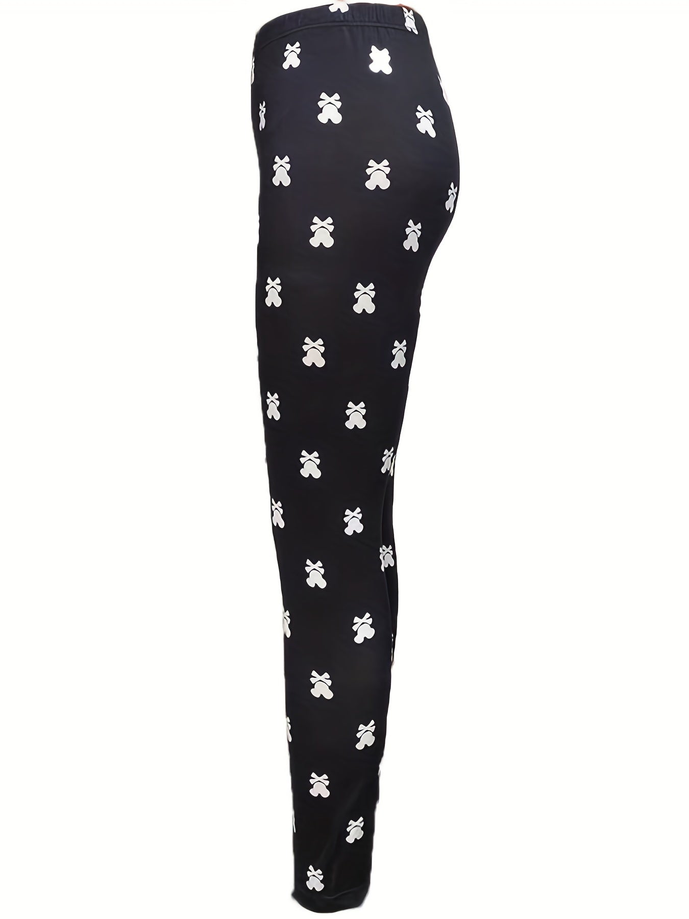 Graphic Print Skinny Leggings Casual Elastic Waist Stretchy Leggings