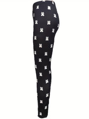 Graphic Print Skinny Leggings Casual Elastic Waist Stretchy Leggings