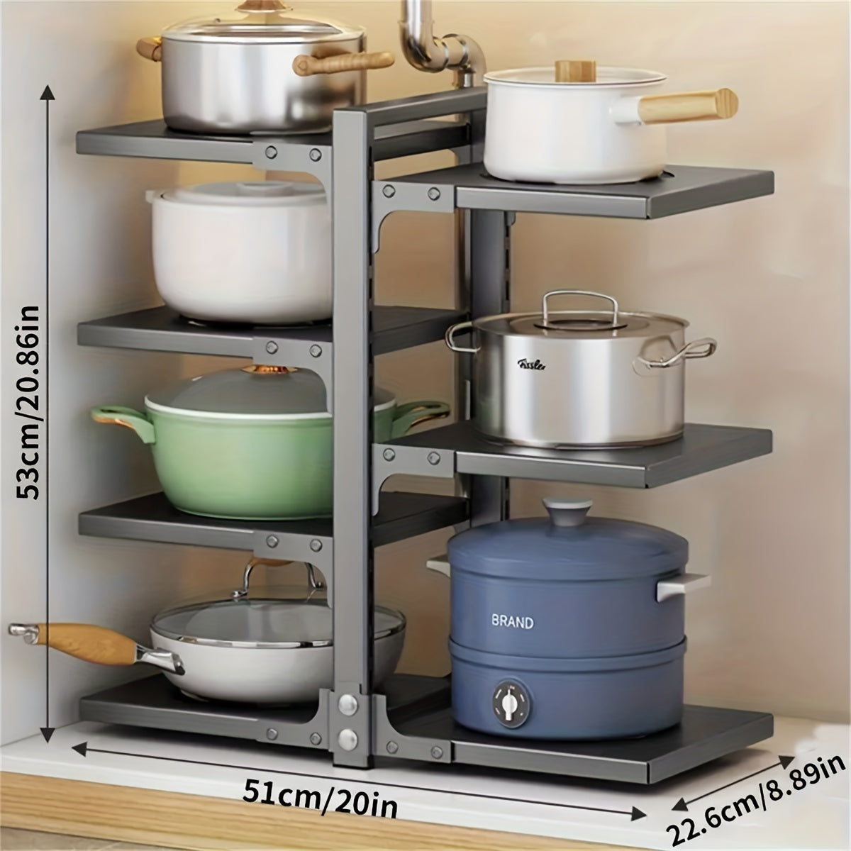 Adjustable Pan Pot Rack Holder Heavy Duty Pot Organizer Kitchen Accessories