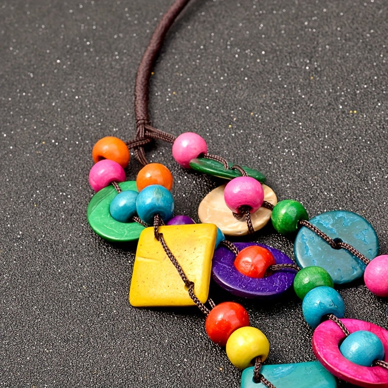 Bohemia Wooden Statement Collar Necklace Vintage Jewelry Gift