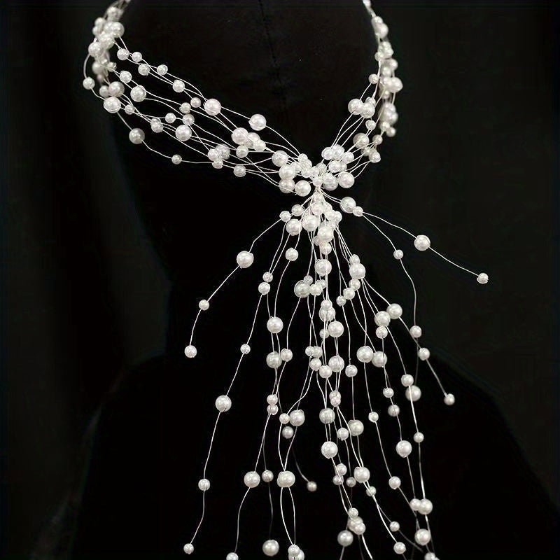 Bridal Faux Pearl Headdress Beaded Hairband Wedding Dress Accessories