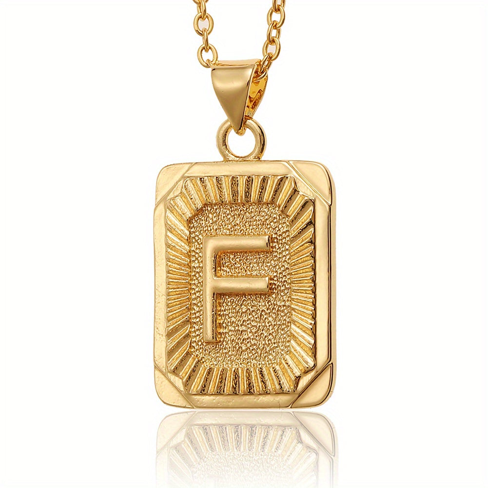 18K Plated Initial Letter Pendant Necklace For Women Men