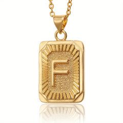 18K Plated Initial Letter Pendant Necklace For Women Men
