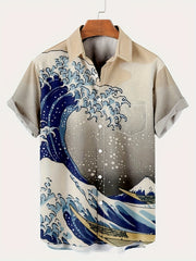 Floral Print Casual Short Sleeve Hawaiian Shirt for Men