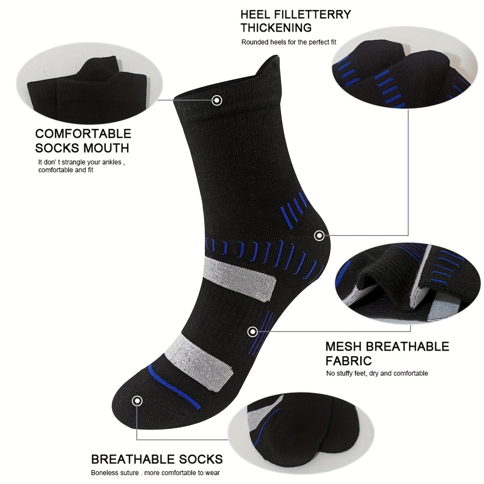 10 Pairs Men's Arch Compression Athletic Crew Socks