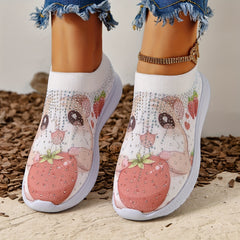Cartoon Mouse Mesh Slip-On Walking Shoes Lightweight Outdoor Sneakers