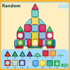 Magnetic Tile Kids Stacking Building Blocks Educational Toys DIY