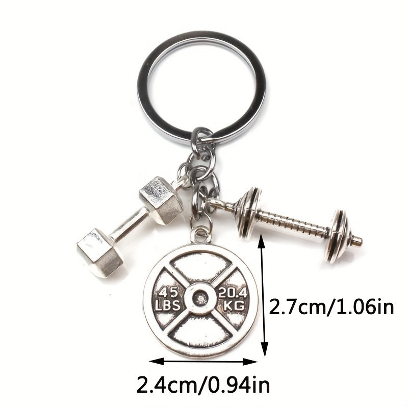 Men's Weight Lifting Keychain Gym Dumbbell Initial Charm Gift