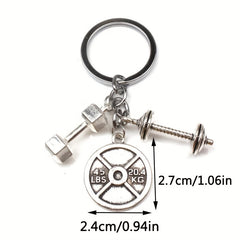 Men's Weight Lifting Keychain Gym Dumbbell Initial Charm Gift