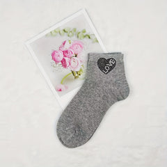 Heart Rhinestone Socks - Women's Crew Short Socks