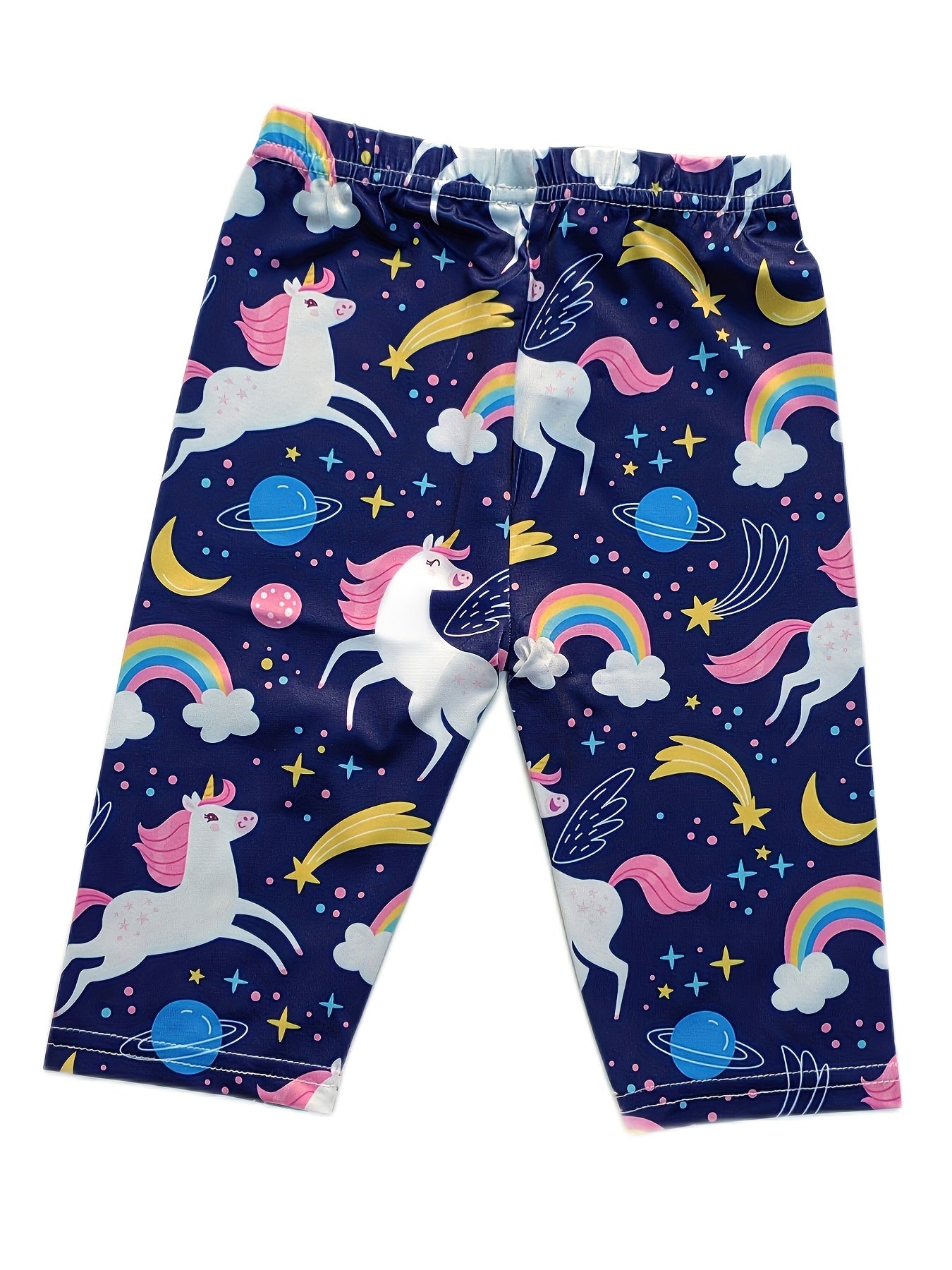 Unicorn & Rainbow Graphic Shorts Leggings For Girls