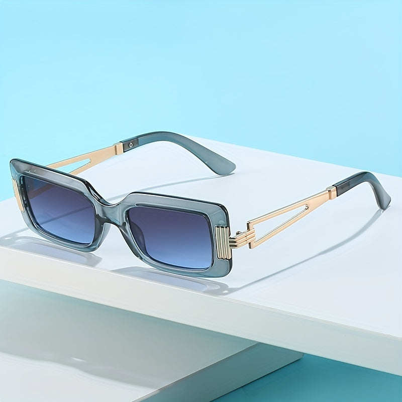 Jelly Frame Hollow Metal Temple Gradient Glasses UV400