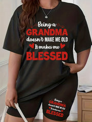  Slogan Print Top & Shorts Set