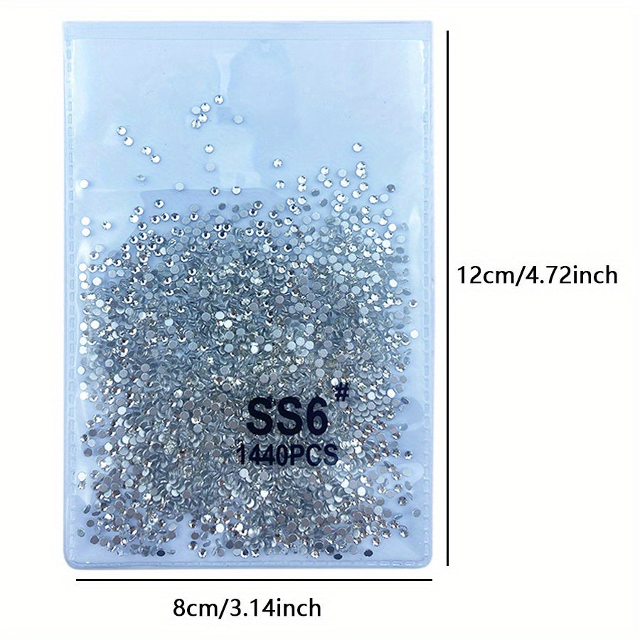 1440pcs Clear Flatback Rhinestones for Crafts Nail Decorations Gems