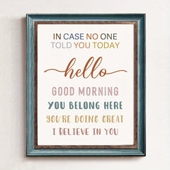 Motivational Wall Art Hello Good Morning You're Doing Great Teacher Gift