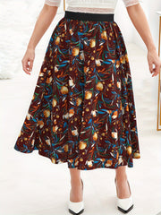 Casual Skirt Women's Plus Floral Print Maxi Skirt
