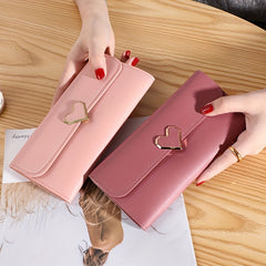 Minimalist Trifold Long Wallet Metal Love Buckle Clutch