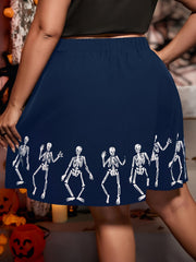  Halloween Y2K Skull Print Midi Skirt