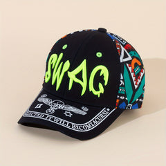 Letter Embroidery Print Graffiti Sunshade Baseball Cap