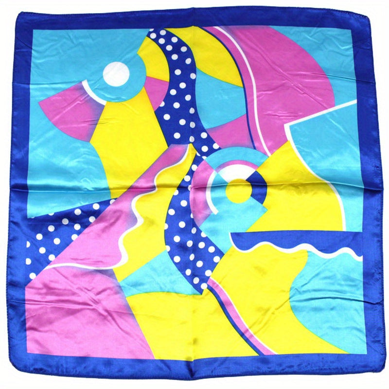 Classic Striped Square Scarf Neckerchief Silk Bandana Head Wrap