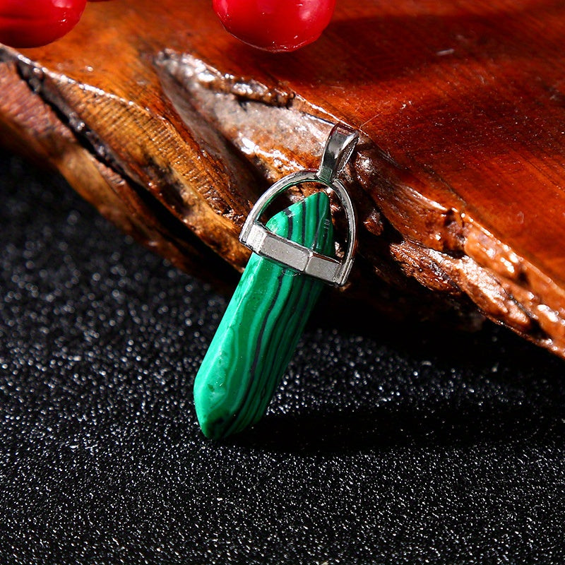 Colorful Pine Stone Hexagonal Column Pendant DIY Jewelry Accessories