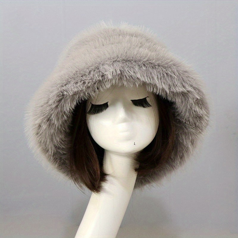 Plush Bucket Hat Winter Warm Basin Hat Windproof Ear Protection Fisherman Cap