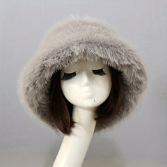 Plush Bucket Hat Winter Warm Basin Hat Windproof Ear Protection Fisherman Cap