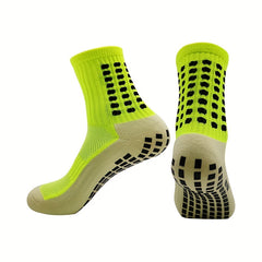 Anti Slip Silicone Mid Calf Athletic Socks For Football