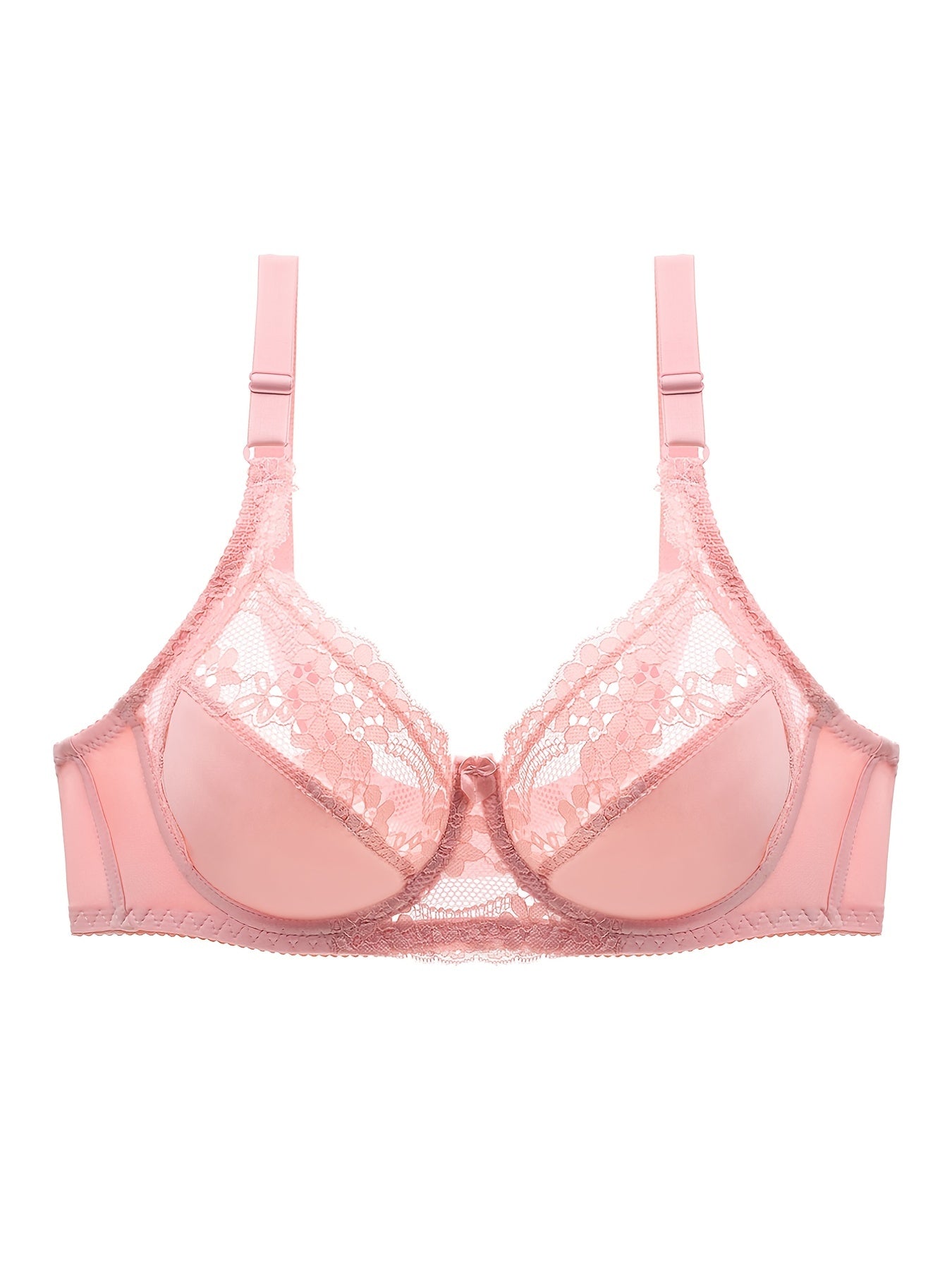  Lace Full Coverage Bra Solid Semi Sheer Sexy Bralette