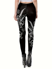 Women's Plus Goth Graphic Print High Rise Skinny Pants