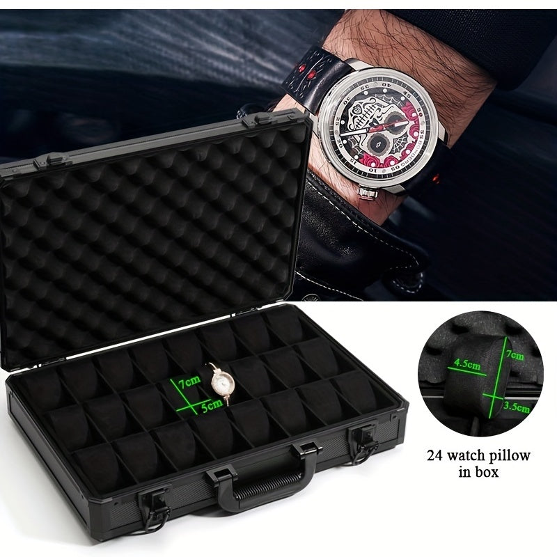 Aluminum Alloy 24-Digit Watch Case Carbon Fiber Box Display
