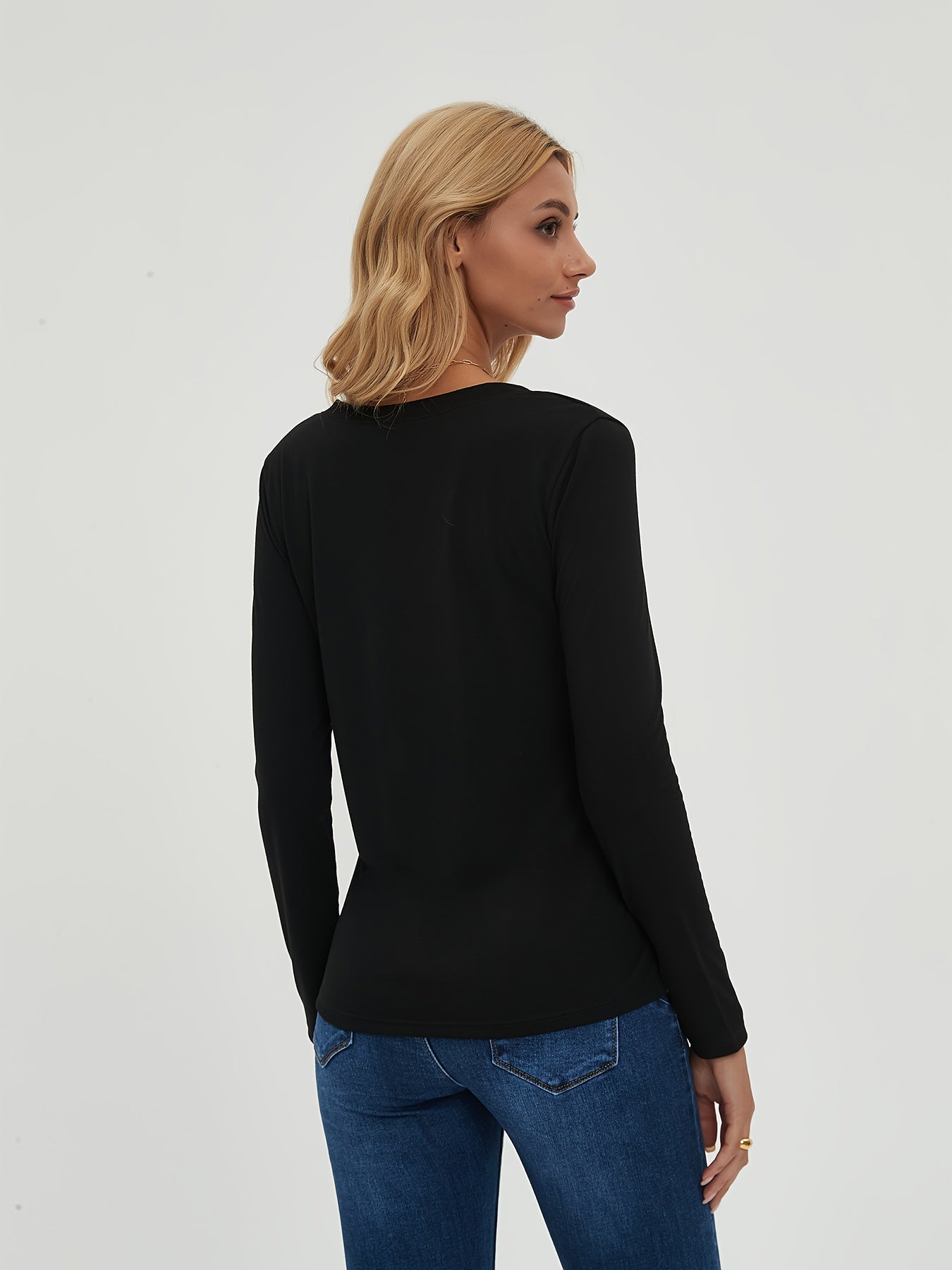 Block Long Sleeve V Neck Pullover Tops Women's Tops