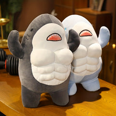 Funny Muscle Shark Plush Toy Stuffed Animal Hug Pillow 38 cm Gift