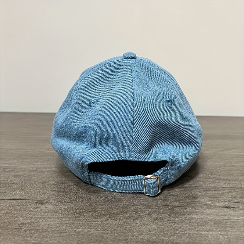 Adjustable Denim OK Embroidery Sunshade Peaked Cap
