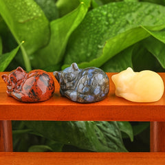 Crystal Sleeping Cat Figurine Home Decor