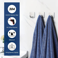 4pcs Stainless Steel Hooks Self adhesive Garage Storage Hooks Minimalist Style