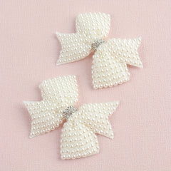 2pcs Faux Pearl Bow Hair Clips for Hair Bangs Braids Girls Baby Accessories