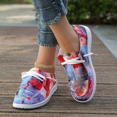 Women's Art Painting Print Canvas Shoes Lace Up Outdoor Lightweight Sneakers