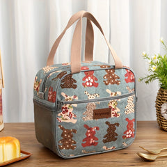 Animal Print Lunch Bag with PVC Lining & Dual Handles