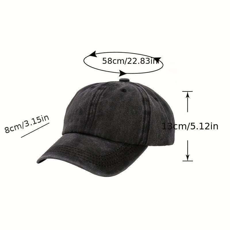 Washed Cotton Baseball Cap Retro Peaked Cap Solid Couple Cap