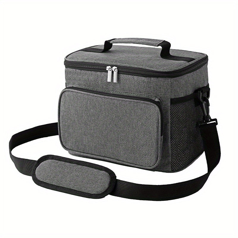 Grey Reusable Lunch Bag Leakproof Tote Freezable Box with Adjustable Strap