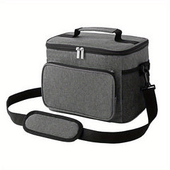 Grey Reusable Lunch Bag Leakproof Tote Freezable Box with Adjustable Strap