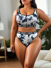  Tie Dye Cross Back Tank Bra & Panty Set
